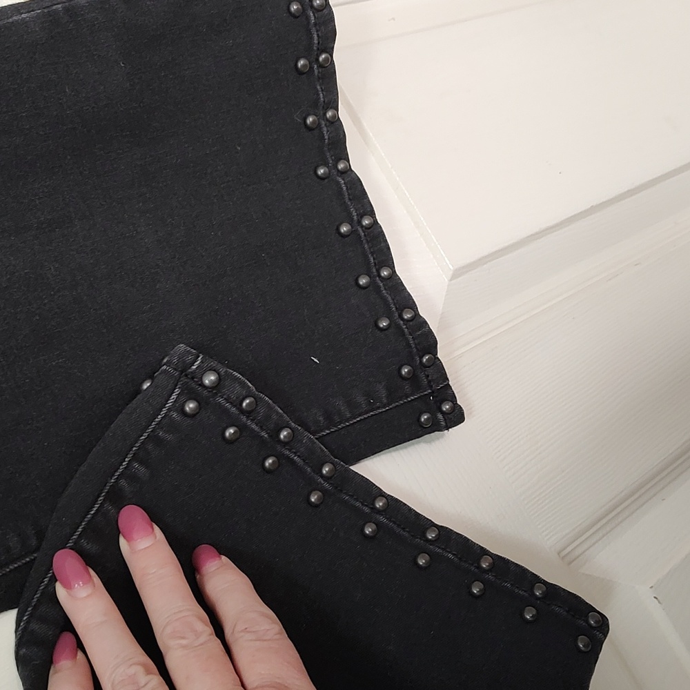 Curves 360 NYDJ Jeans Black, Studded On Pant Leg Cuffs, Flare Leg